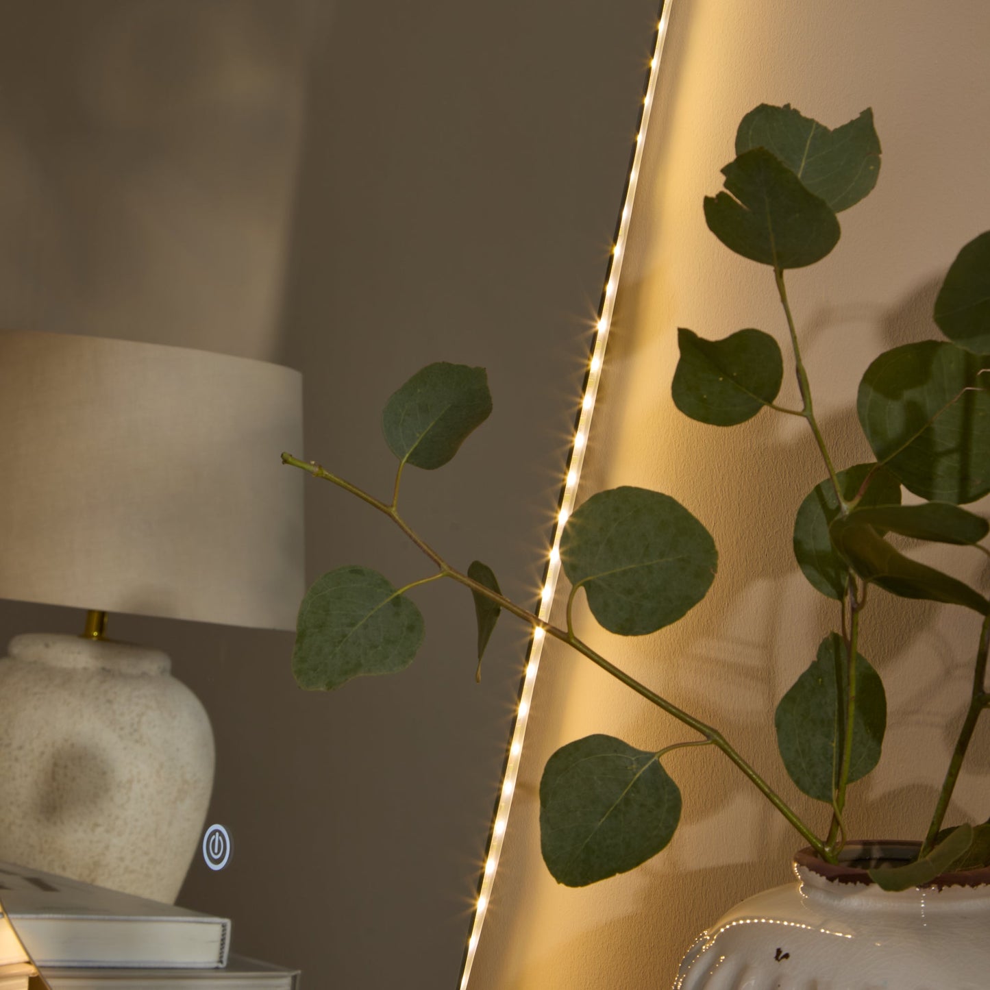 Alder 86x52cm Glass LED Pebble Mirror - Frameless