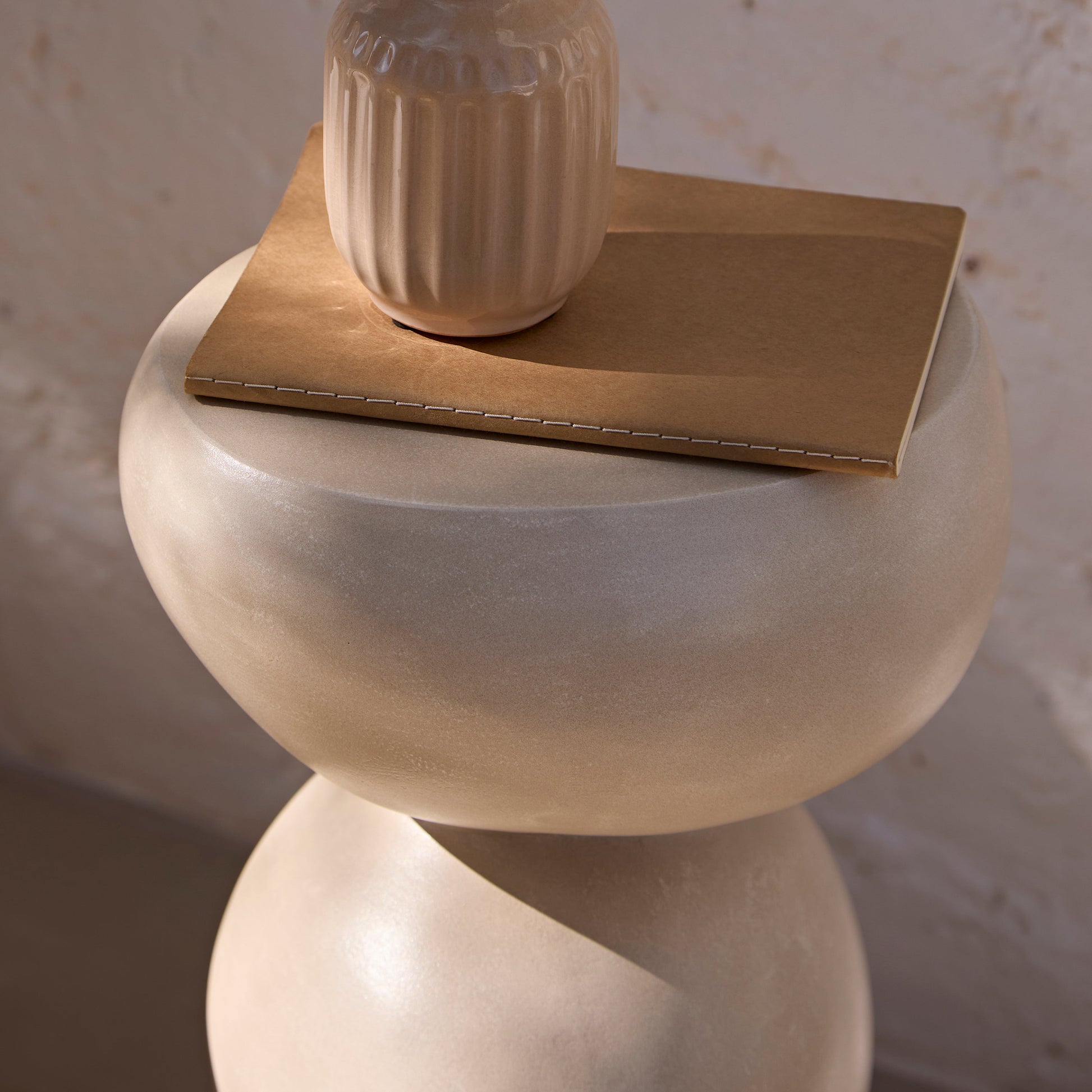 Alder Small Concrete Garden Side Table - Sand - Laura James