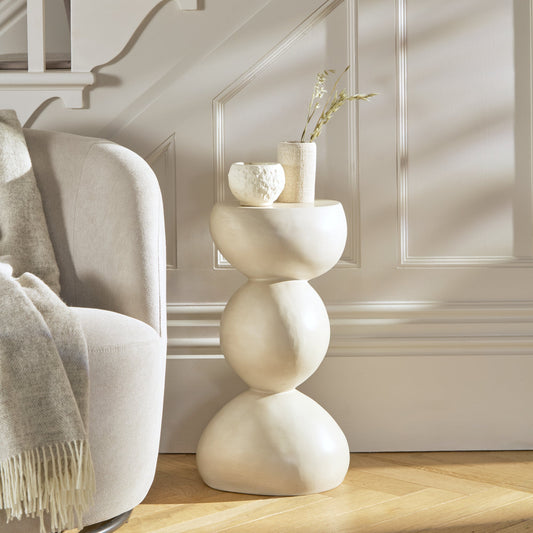 Alder Concrete Round Side Table - Sand - Laura James