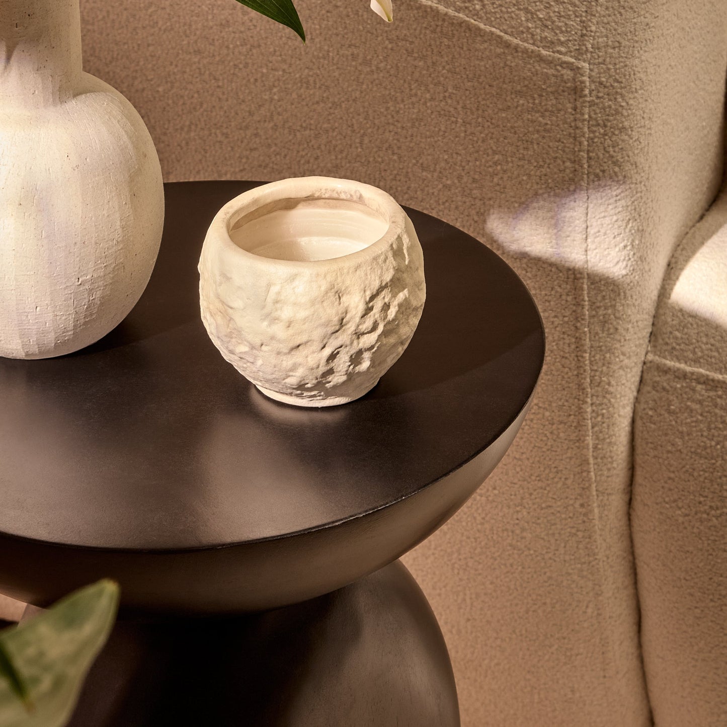 Alder Concrete Round Side Table - Jet Black - Laura James