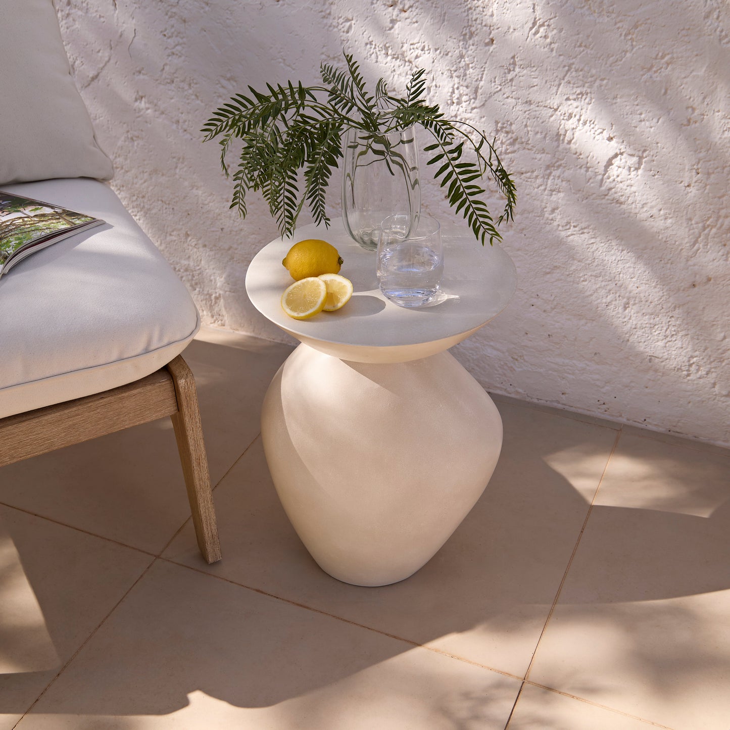 Alder Concrete Garden Side Table - Sand - Laura James