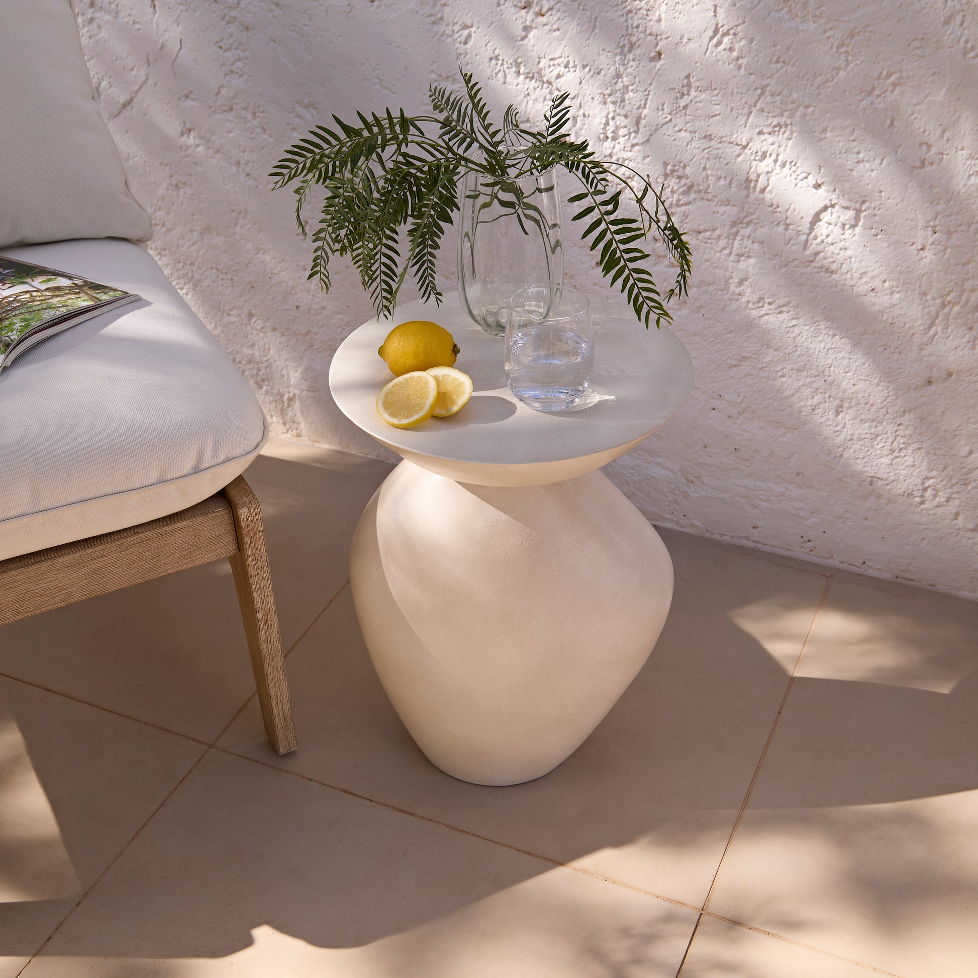 Alder Concrete Garden Side Table - Sand - Laura James