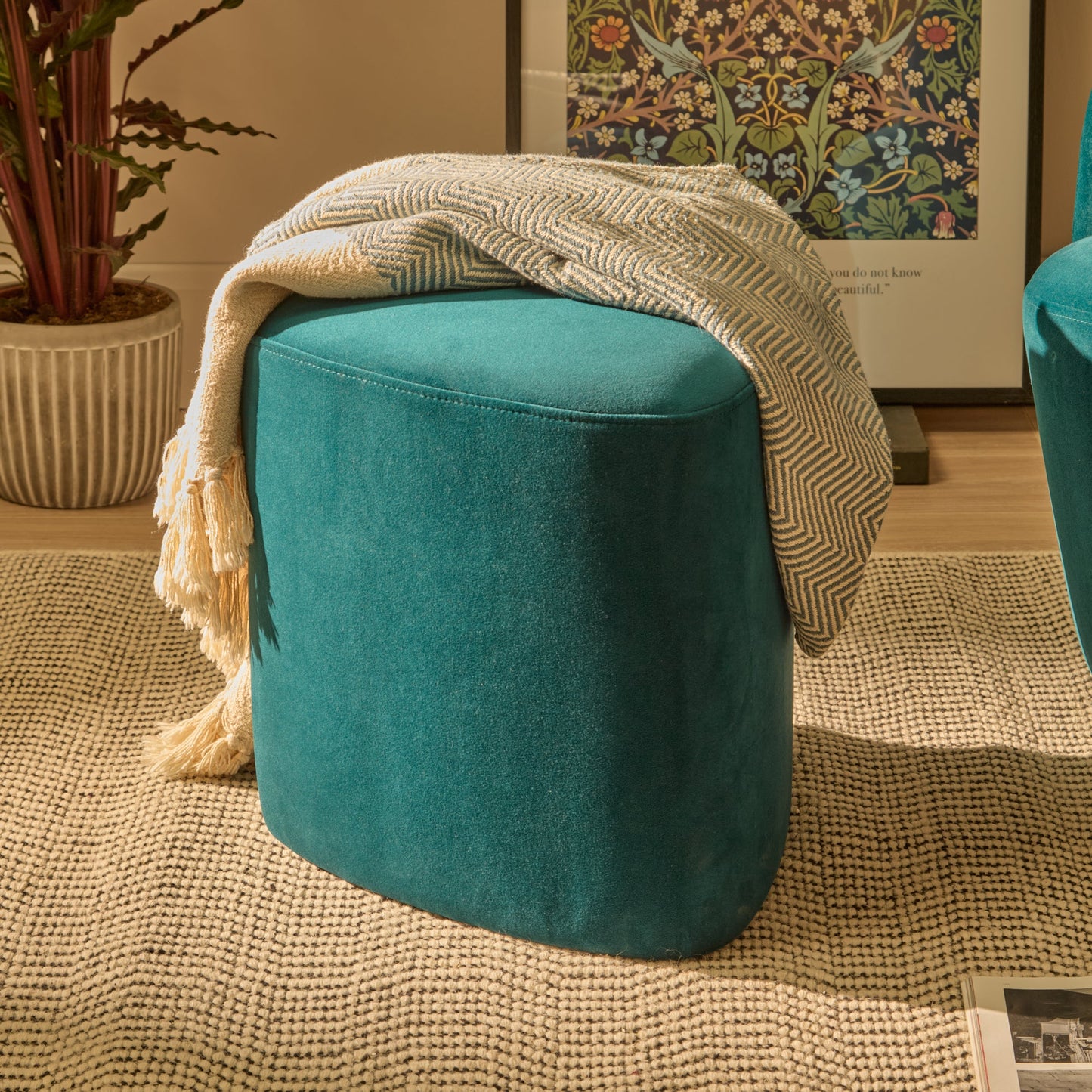 Alder Footstool - Deep Teal - Laura James