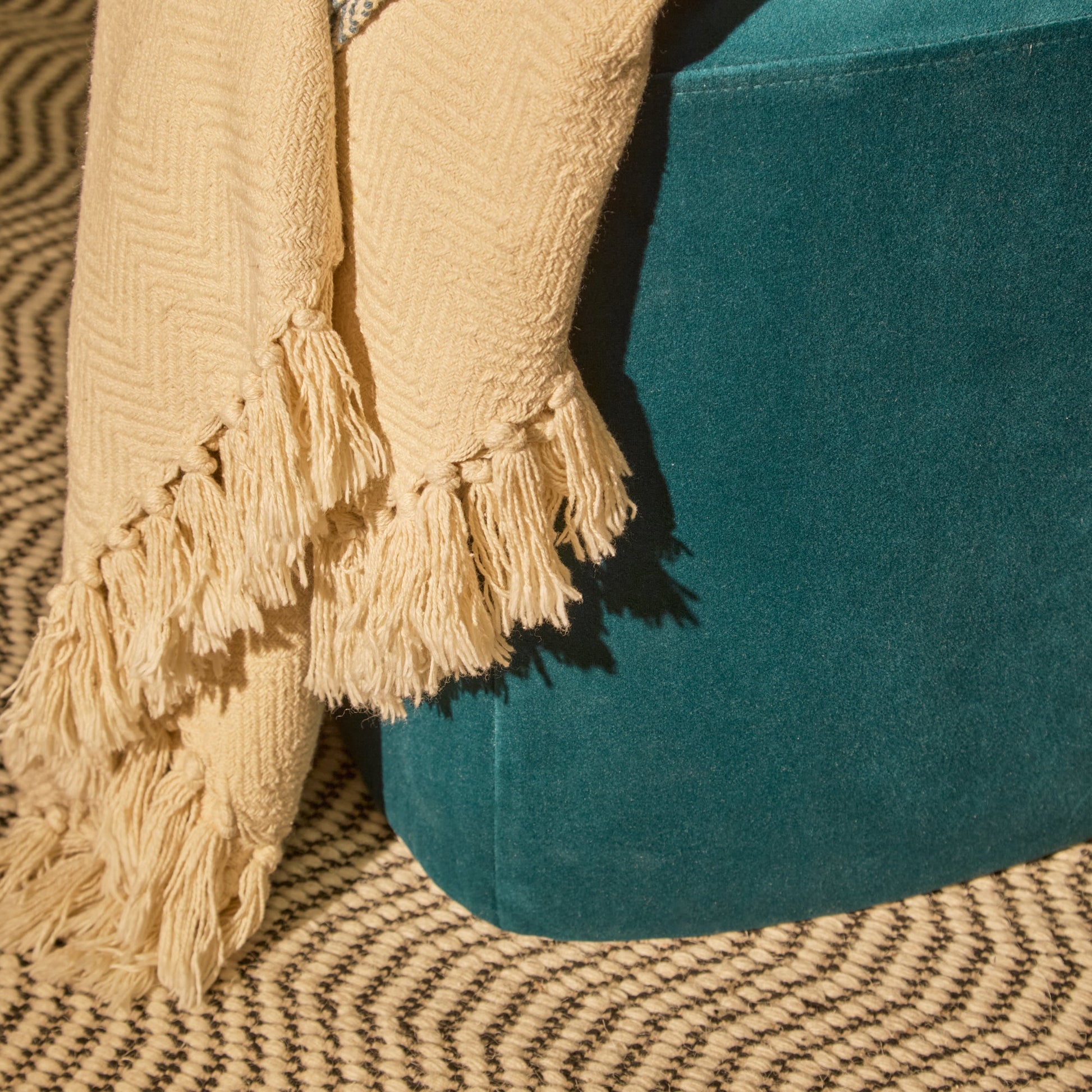 Alder Footstool - Deep Teal - Laura James