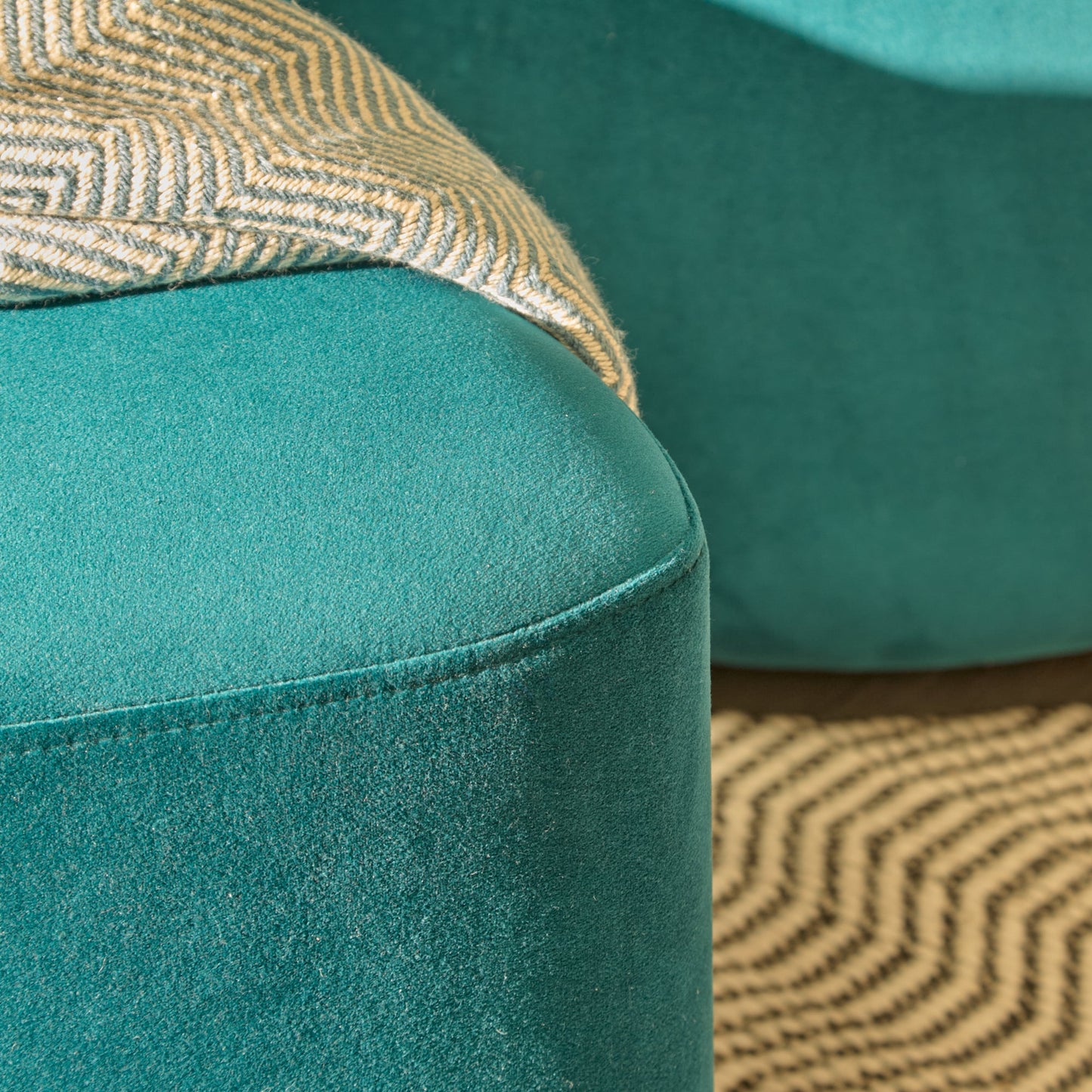 Alder Footstool - Deep Teal - Laura James