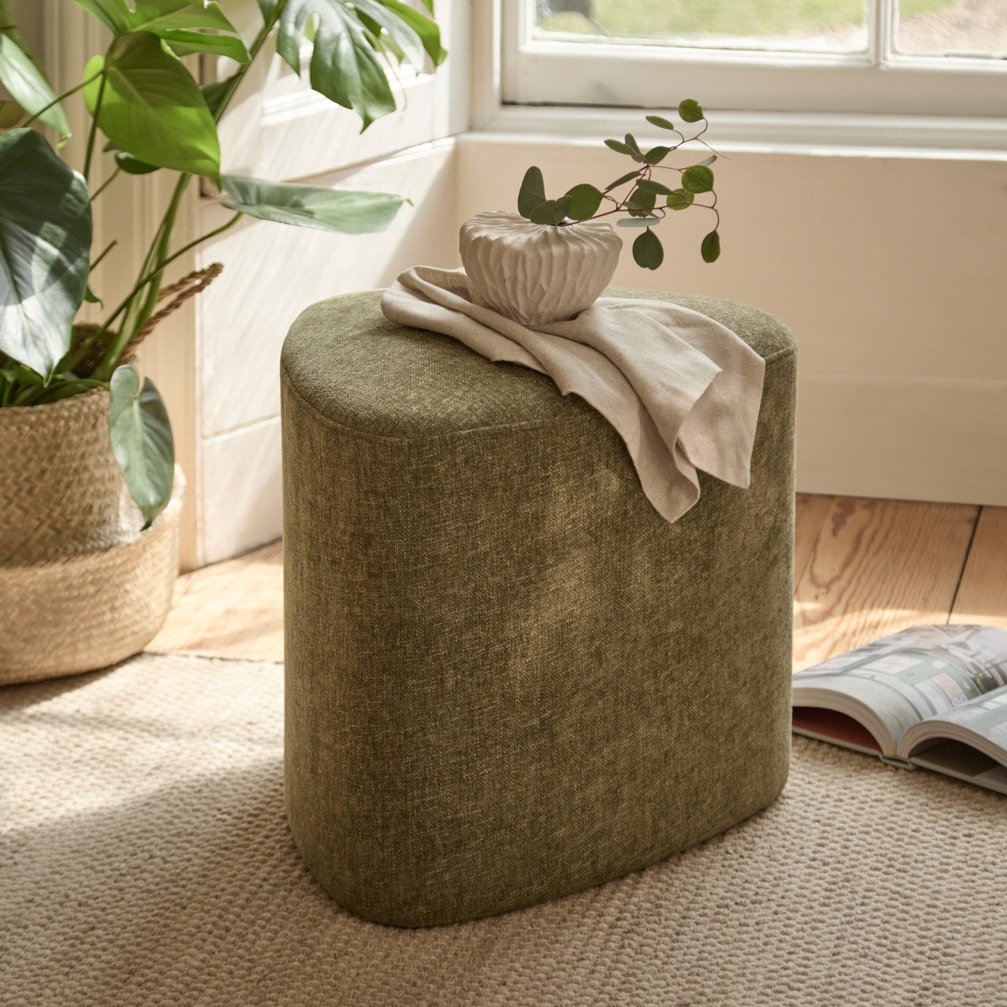 Alder Footstool - Moss Green - Laura James