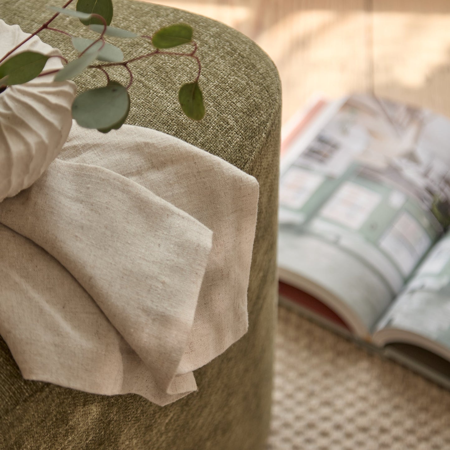 Alder Footstool - Moss Green - Laura James