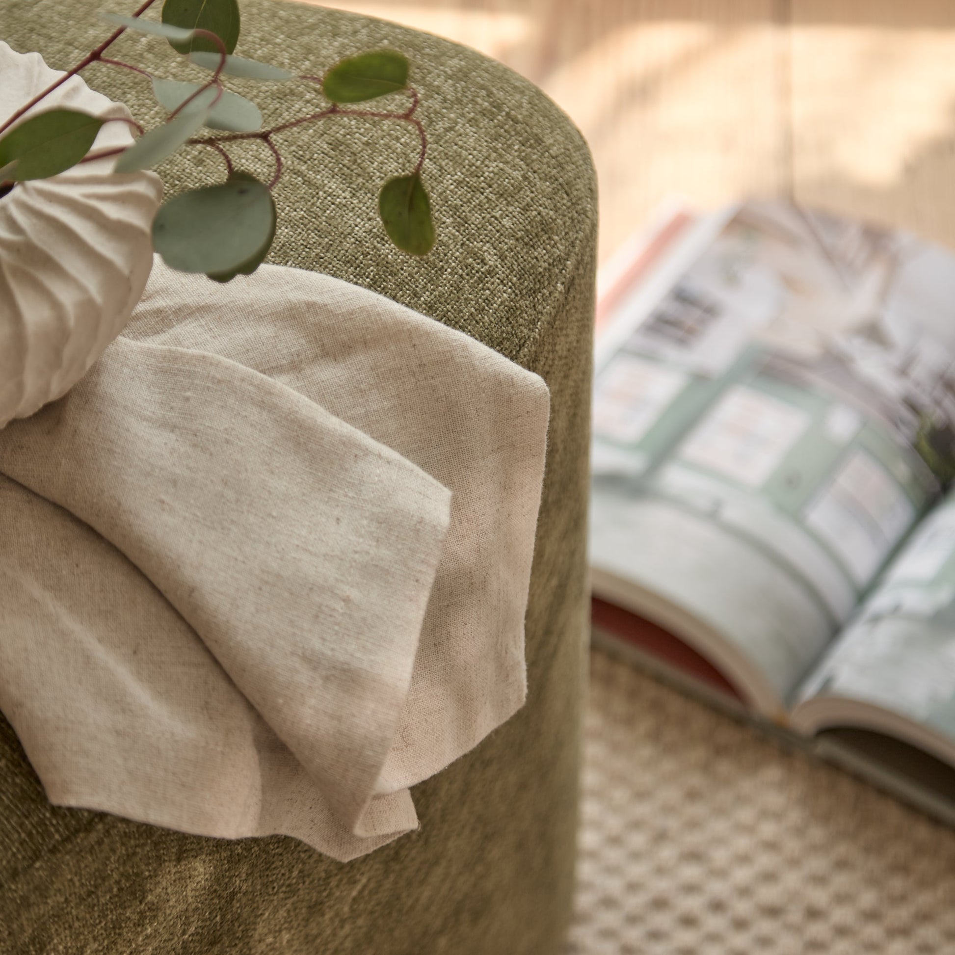 Alder Footstool - Moss Green - Laura James