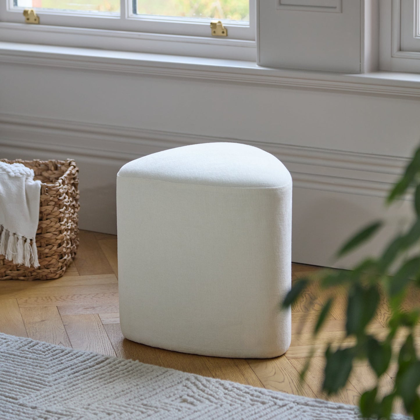 Alder Footstool - Oyster White - Laura James