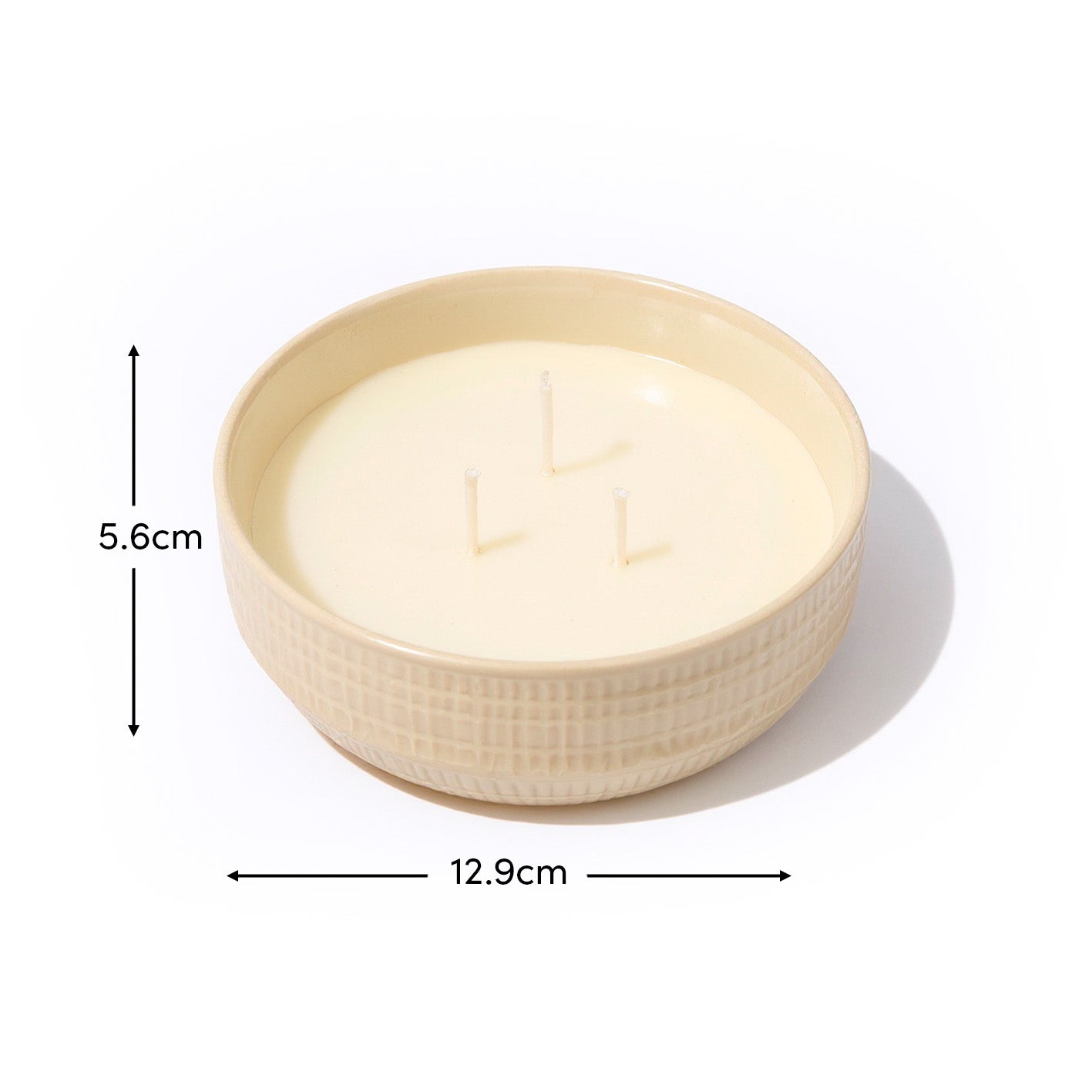 Alderney Three Wick 13cm Ceramic Candle - Oud Wood & Rose In Textured Clay - Laura James