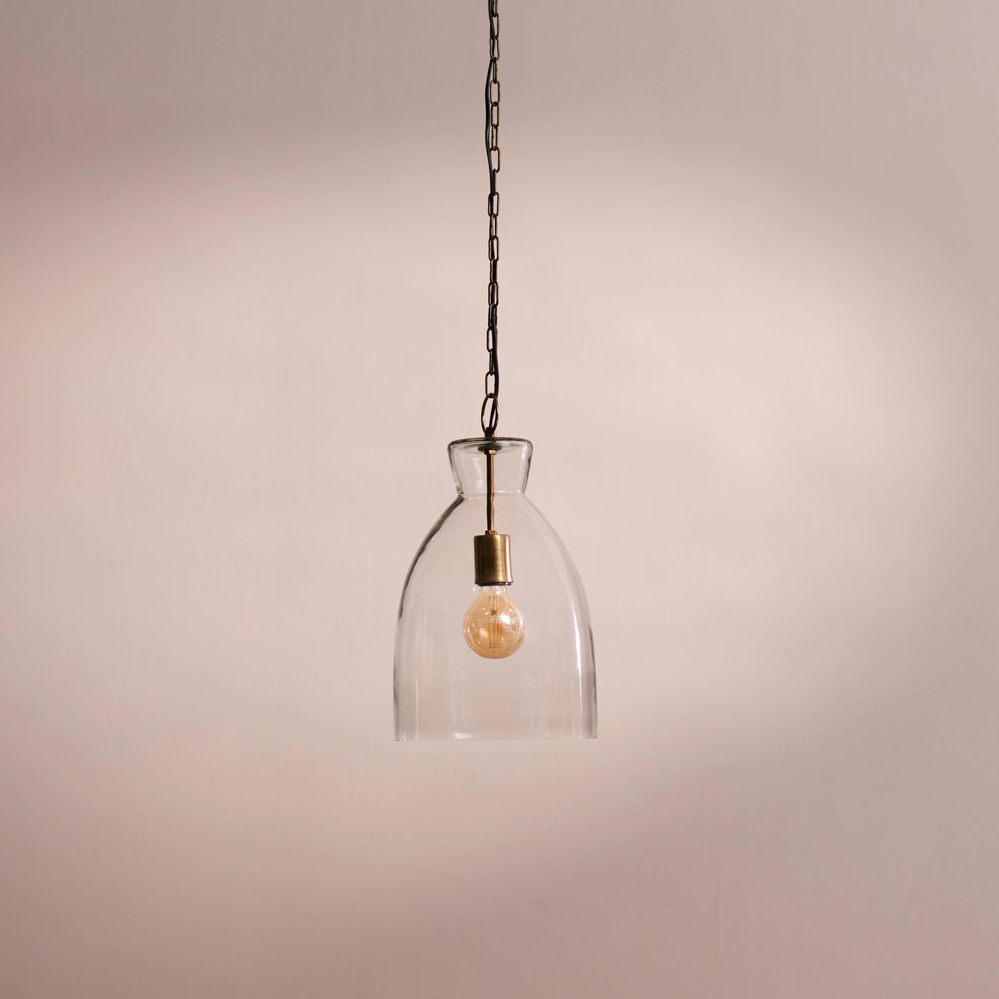 Aldsworth 37cm Glass Pendant Light - Gold with Clear Glass