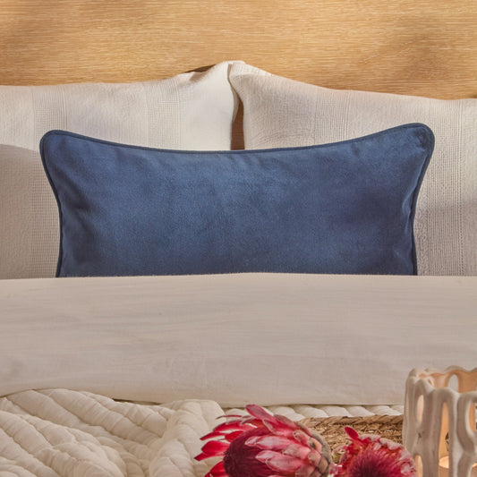 Alford 35x55cm Velvet Piped Edge Scatter Cushion Cover - Ink Blue - Laura James