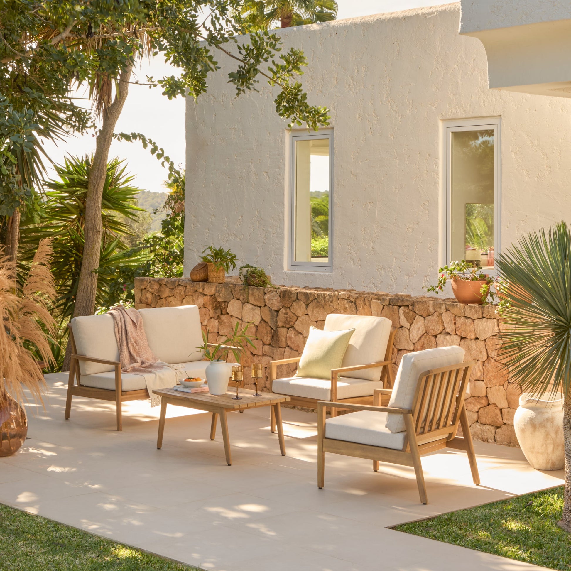 Alora Wooden Garden Cushion Covers - Cream - Laura James