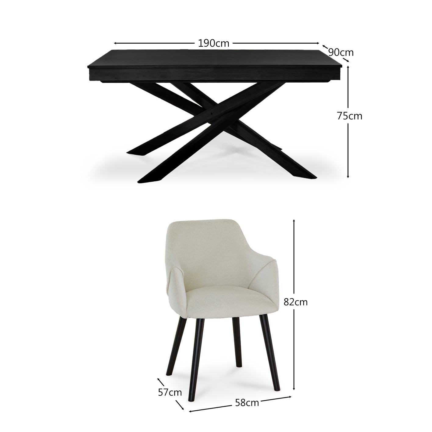 Amelia Black Wood dining table - Laura James
