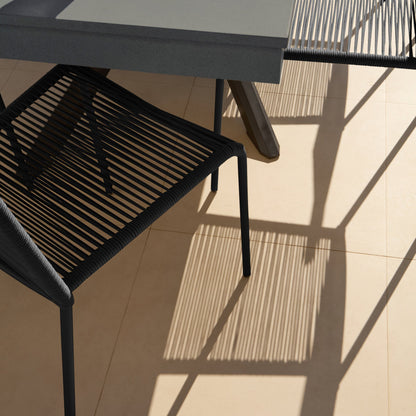 Amelia 6 Seater Dove Grey Concrete Garden Dining Set with Ryder Black Chairs - Laura James