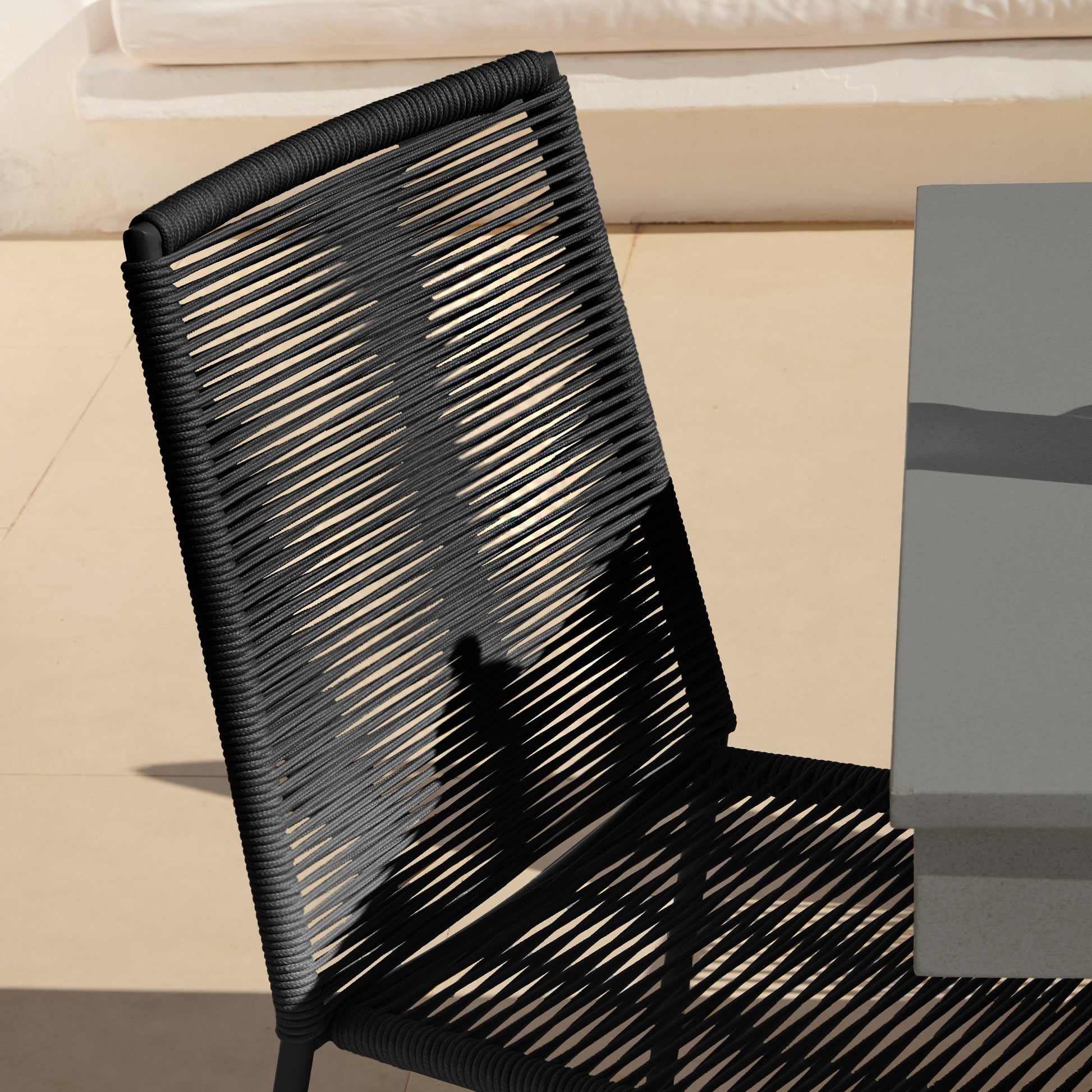 Amelia 6 Seater Dove Grey Concrete Garden Dining Set with Ryder Black Chairs - Laura James