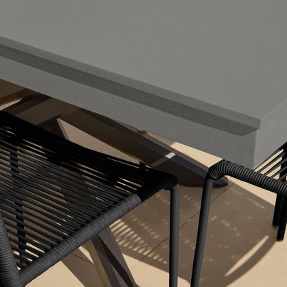 Amelia 6 Seater Dove Grey Concrete Garden Dining Set with Ryder Black Chairs - Laura James