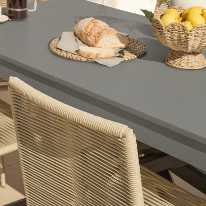 Amelia 6 Seater Dove Grey Concrete Garden Dining Set with Ryder Clay Chairs - Laura James