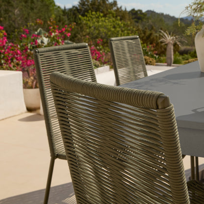 Amelia 6 Seater Dove Grey Concrete Garden Dining Set with Ryder Khaki Chairs - Laura James