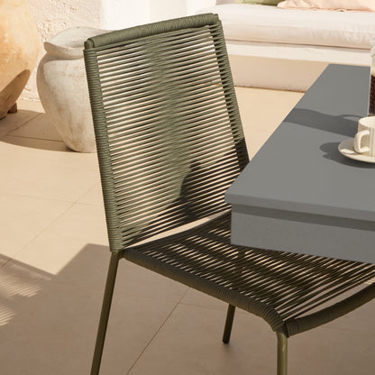 Amelia 6 Seater Dove Grey Concrete Garden Dining Set with Ryder Khaki Chairs - Laura James