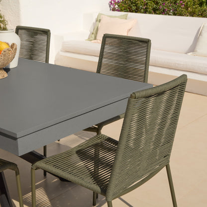Amelia 6 Seater Dove Grey Concrete Garden Dining Set with Ryder Khaki Chairs - Laura James