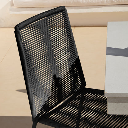 Amelia 6 Seater Pale Grey Concrete Garden Dining Set with Ryder Black Chairs - Laura James