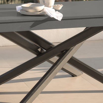 Amelia 6 Seater Concrete Garden Dining Table - Metal Legs - Dove Grey - Laura James