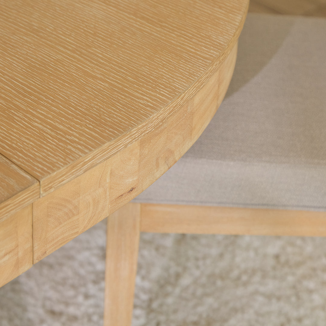 Amelia Whitewash Oval Extending Dining Table Set - 4 Seater - Nolan Fawn Linen Dining Chairs - Whitewash Oak Legs - Laura James