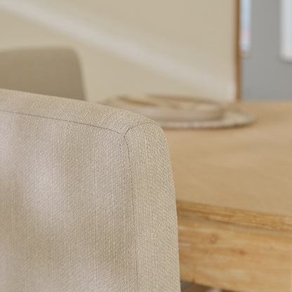 Amelia Whitewash Oval Extending Dining Table Set - 4 Seater - Nolan Fawn Linen Dining Chairs - Whitewash Oak Legs - Laura James