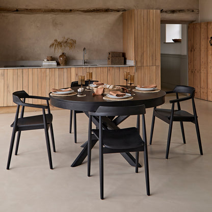 Amelia Black Oak Oval Extending Dining Table Set - 4 Seater - Carter Black Oak Dining Armchairs - Laura James
