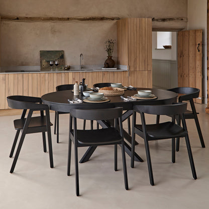Amelia Black Oak Oval Extending Dining Table Set - 6 Seater - Ella Black Oak Carver Chairs - Laura James 