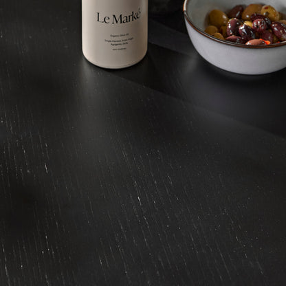 Amelia Black Oak Oval Extending Dining Table Set - 4 Seater - Ella Black Oak Carver Chairs - Off White Boucle - Laura James