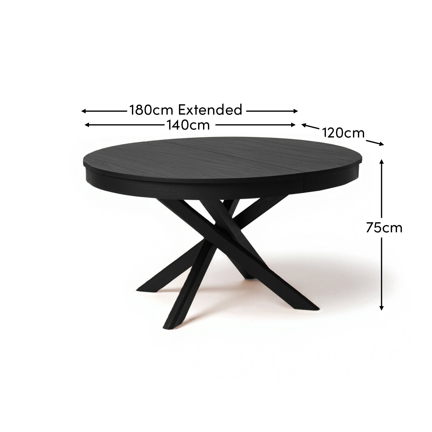 Amelia Black Oak Extendable Dining Table - Laura James