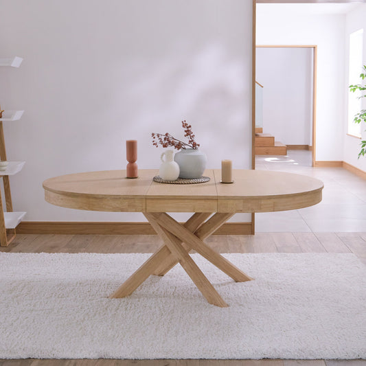 Amelia Oval 140 - 180cm Extending Dining Table Top - Whitewash Oak - Laura James 