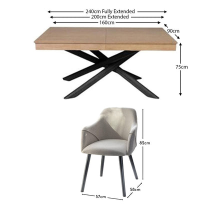 Amelia Whitewash Extendable Dining Table Set - 6 Seater - Freya Oatmeal Carver Chairs With Black Legs - Laura Jams