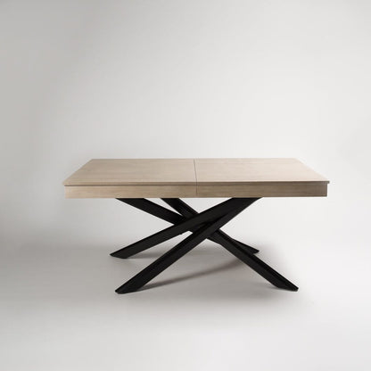 Amelia Whitewash wood dining table - black legs