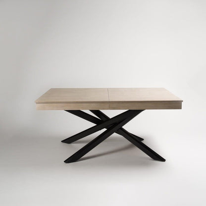 Amelia Black Whitewash Extending dining table - 6 seater -  Ella Pale Oak wooden chairs