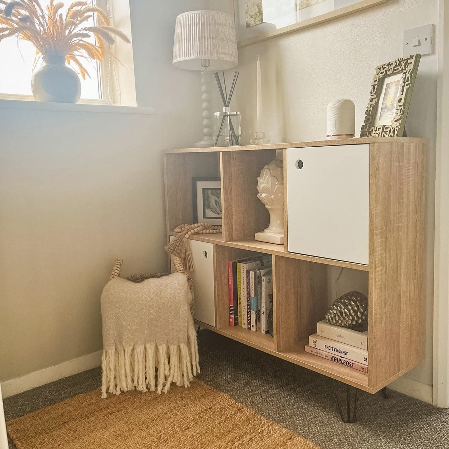 Anderson cube storage unit  - Oak effect with white cupboards