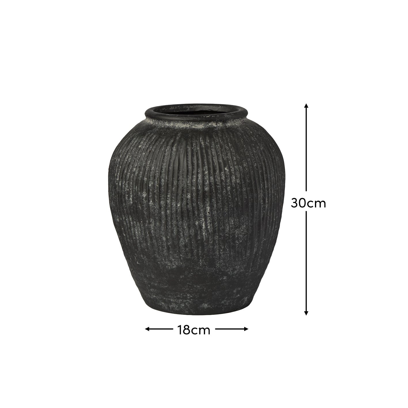 Anze 30cm Terracotta Vase - Rustic Black - Laura James 
