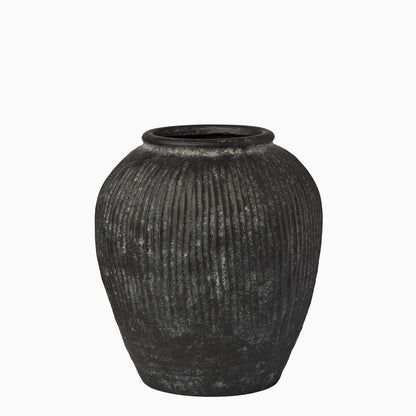 Anze 30cm Terracotta Vase - Rustic Black - Laura James 