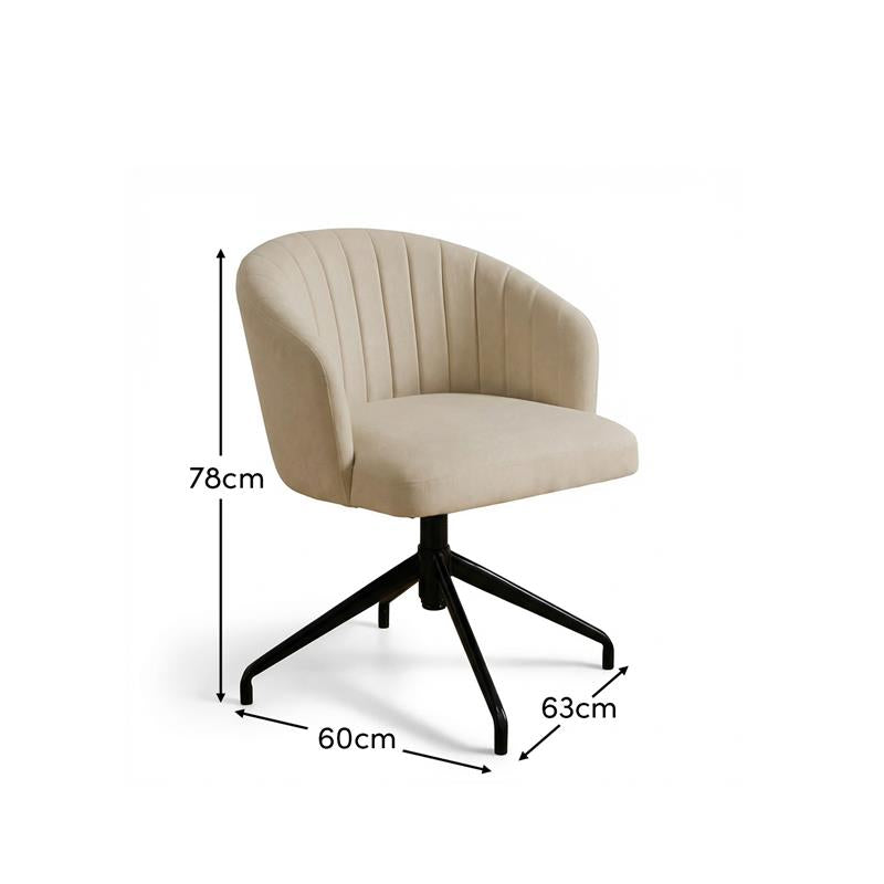 Arabella Office Swivel Chair - Natural Beige with Black Legs - Laura James