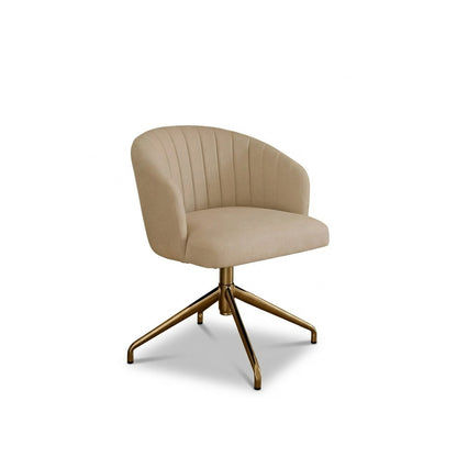Arabella Office Swivel Chair - Natural Beige with Gold Legs - Laura James 