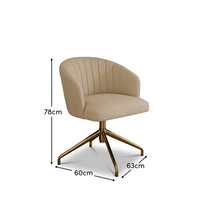 Arabella Office Swivel Chair - Natural Beige with Gold Legs - Laura James 
