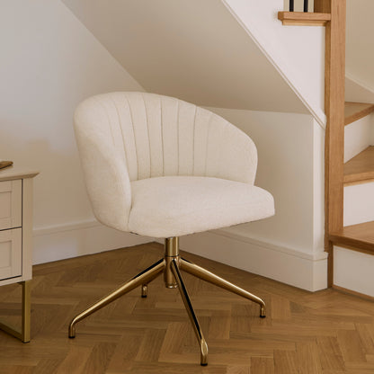Arabella Boucle Office Chair - Gold Legs - Laura James 