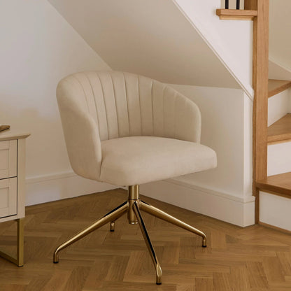 Arabella Office Swivel Chair - Natural Beige with Gold Legs - Laura James