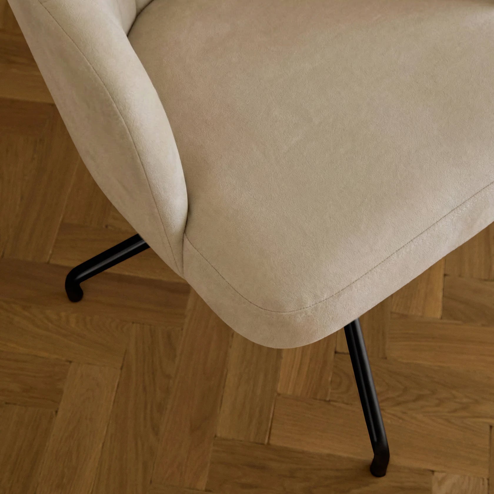 Arabella Office Swivel Chair - Natural Beige with Black Legs- Laura James