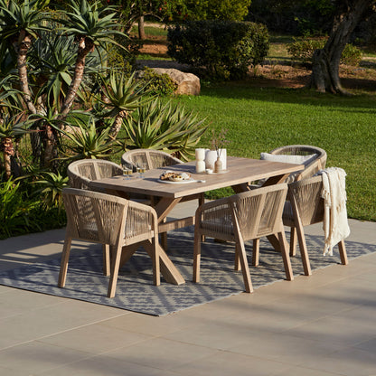 Charlotte 6 Seater Wooden Garden Dining Set with 6 Nala Sand Cushioned Chairs