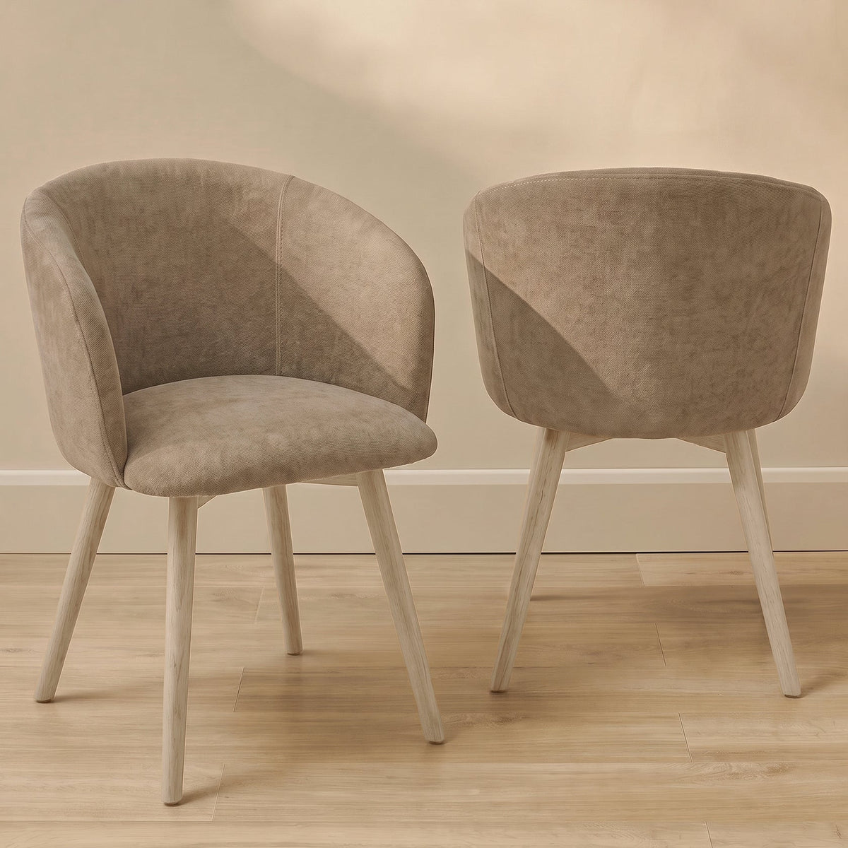 Archer Natural Brown Dining Chair - Set of 2 - Whitewash Legs - Laura James 