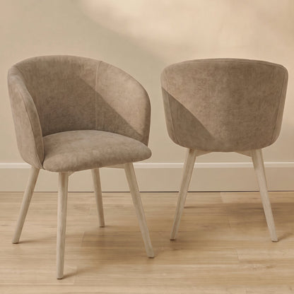 Archer Natural Brown Dining Chair - Set of 2 - Whitewash Legs - Laura James 