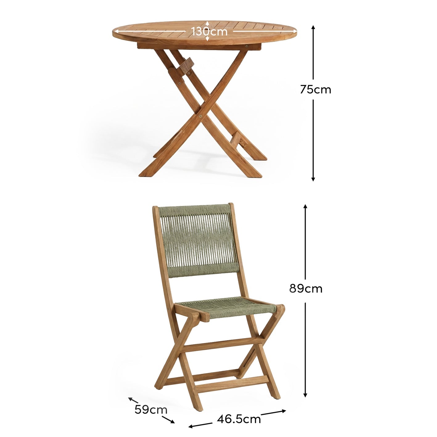 Cove White Acacia Green Rope Garden Chairs - Set of 2 - Laura James